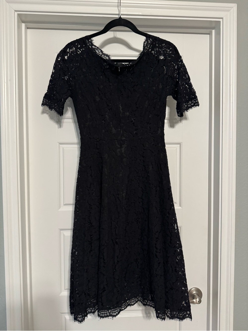 Classic Lacy Black Lace A-Line Dress